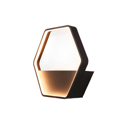 AURO Heks | Hexagonal Stainless Steel Outdoor Wall Lamp with Shelf