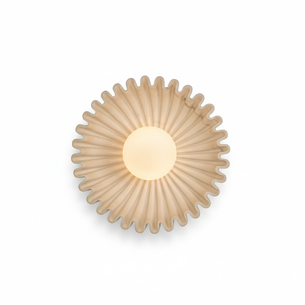AURO Skål | Sculptural Marble Sunburst Wall Lamp