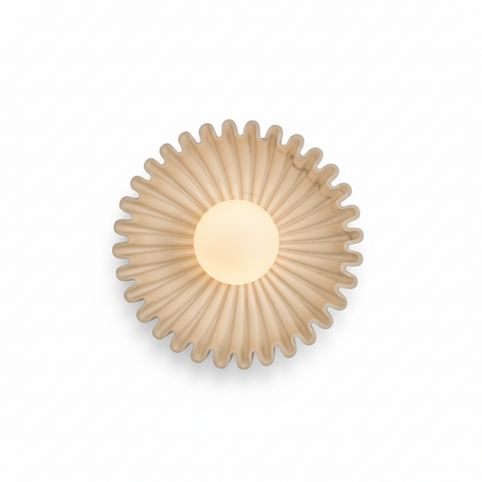 AURO Skål | Sculptural Marble Sunburst Wall Lamp