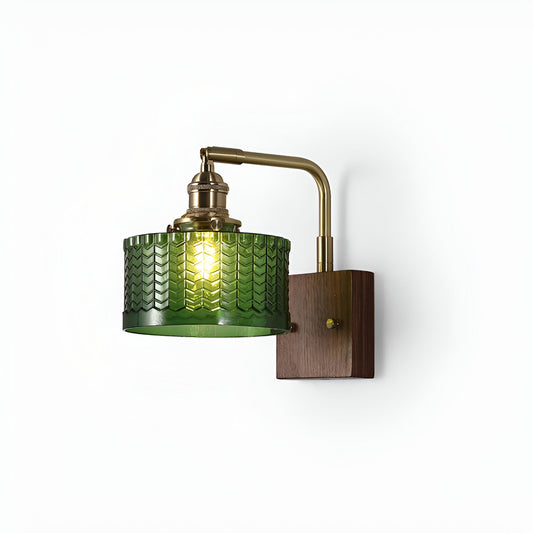 AURO Vedur | Warm Walnut Wood & Glass Wall Lamp