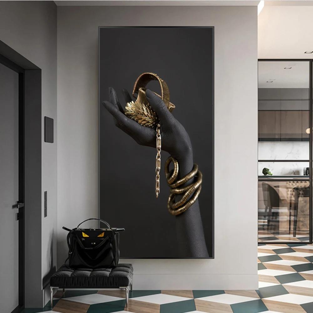 AURO Eryndor | GoldenTouch Black Hands Canvas Wall Art
