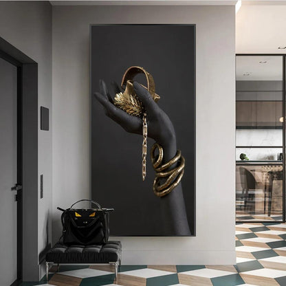 AURO Eryndor | GoldenTouch Black Hands Canvas Wall Art