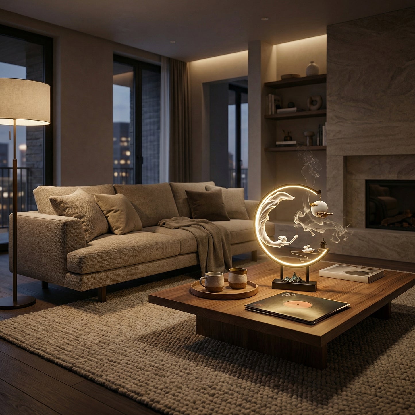 AURO Celeste | Backflow Incense Burner & Moon Lamp