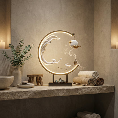 AURO Celeste | Backflow Incense Burner & Moon Lamp