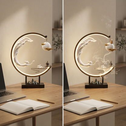 AURO Celeste | Backflow Incense Burner & Moon Lamp