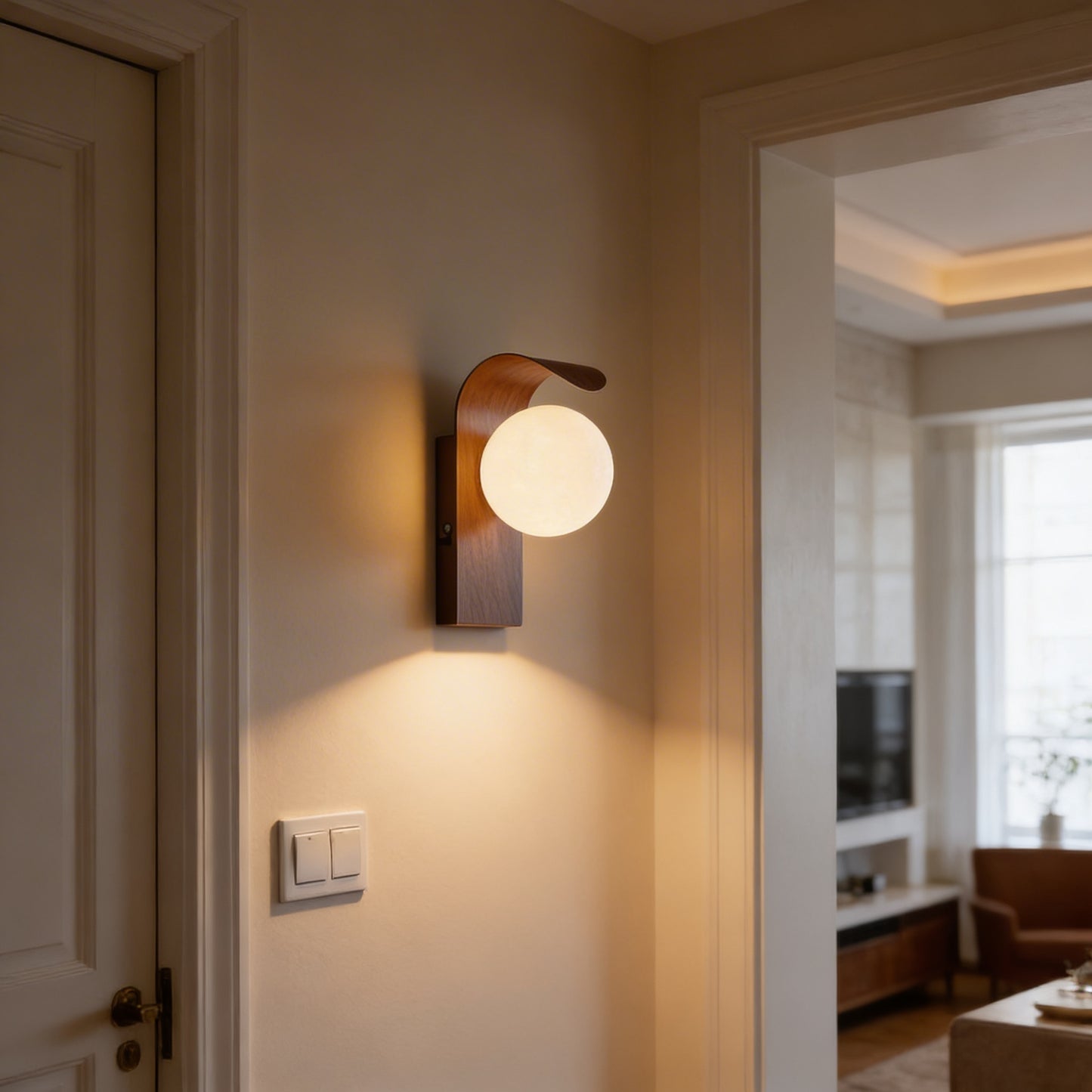 AURO Kvist | Walnut Wood Globe Wall Lamp