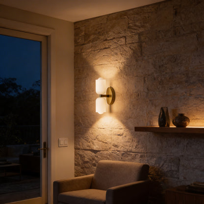 AURO Dusk | Cream Glass Double Wall Light