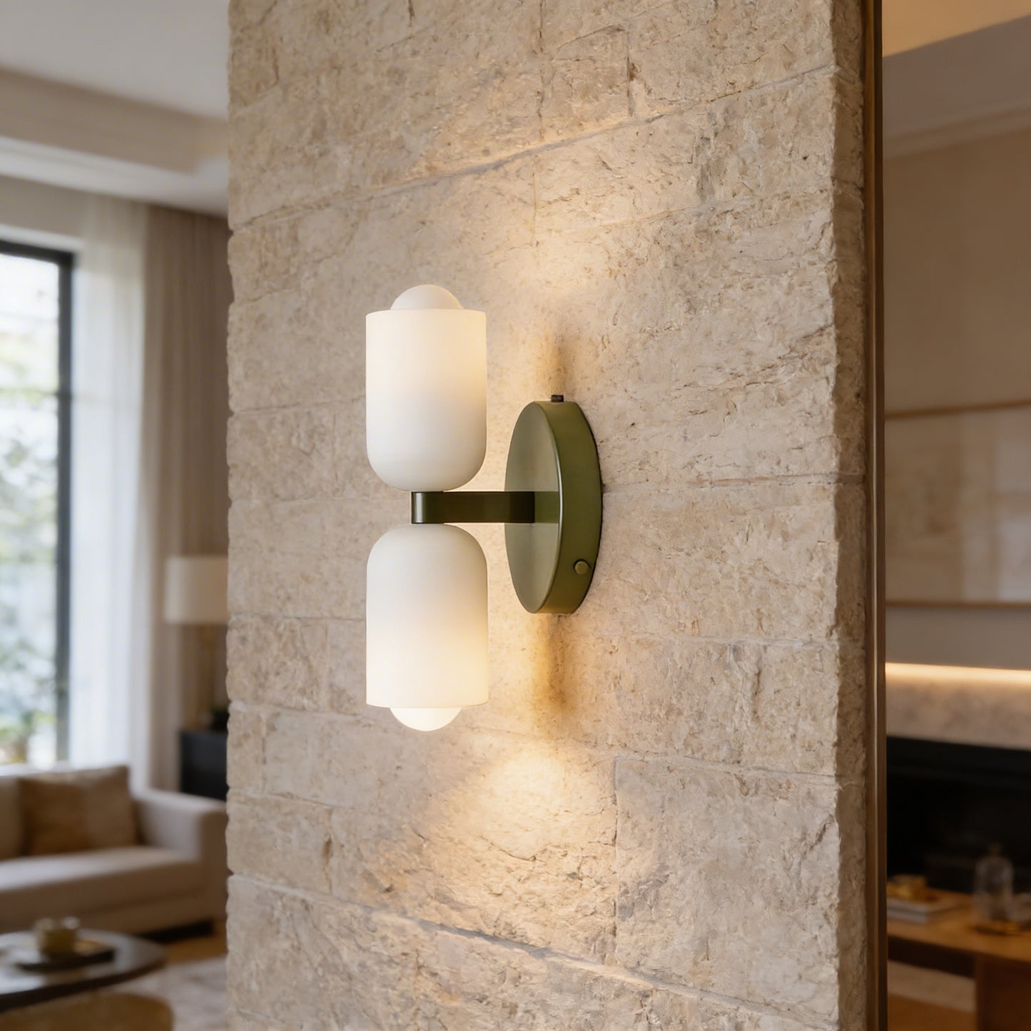 AURO Dusk | Cream Glass Double Wall Light