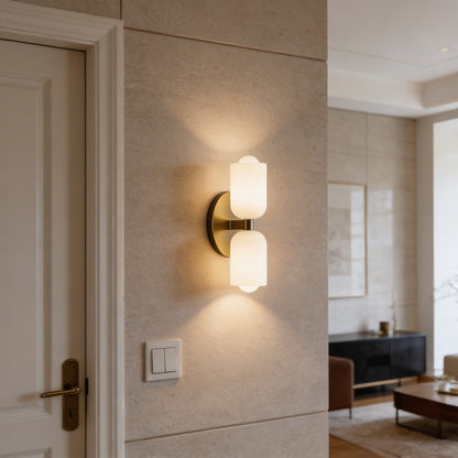 AURO Dusk | Cream Glass Double Wall Light