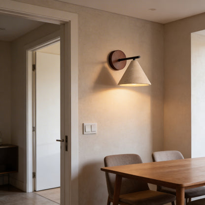 AURO Stavend | Sculptural Travertine Cone Wall Sconce