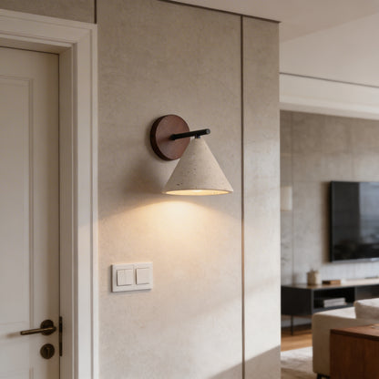 AURO Stavend | Sculptural Travertine Cone Wall Sconce