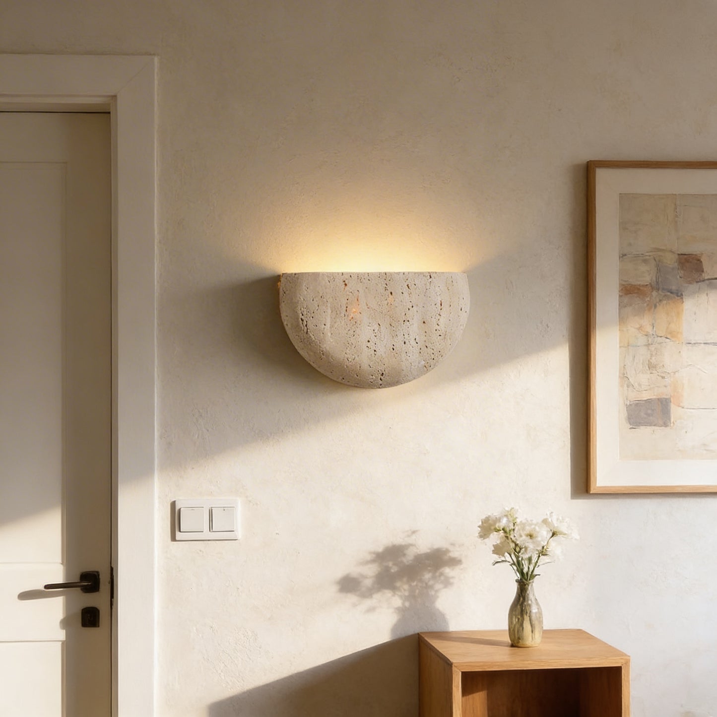 AURO Havn | Natural Travertine Cave Stone Wall Sconce