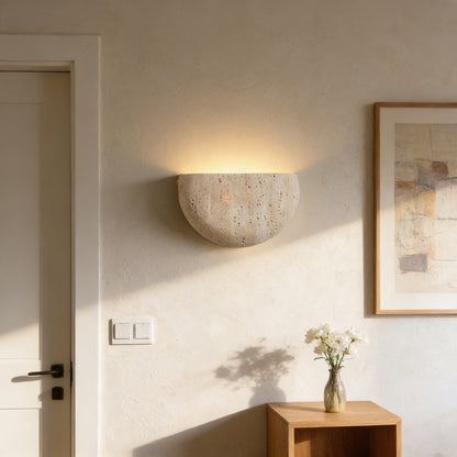 AURO Havn | Natural Travertine Cave Stone Wall Sconce