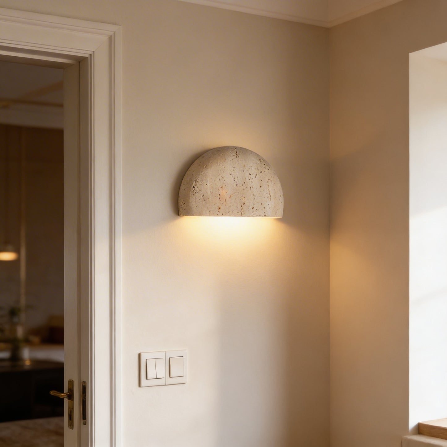 AURO Havn | Natural Travertine Cave Stone Wall Sconce