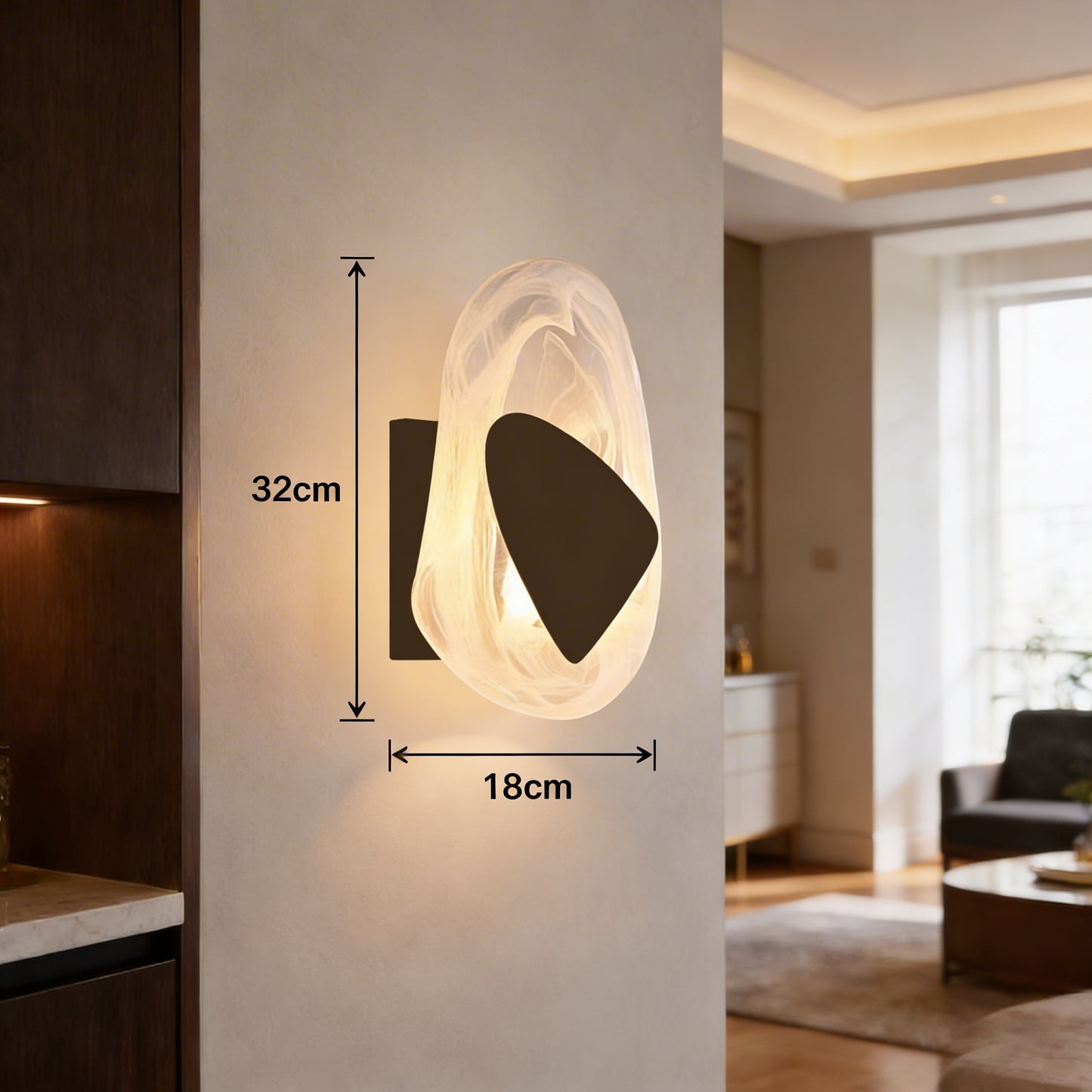 AURO Ryn | Sculptural Crystal Water Ripple Wall Sconce