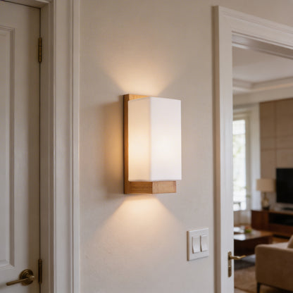 AURO Bjórr | Solid Oak Glass Wall Sconce