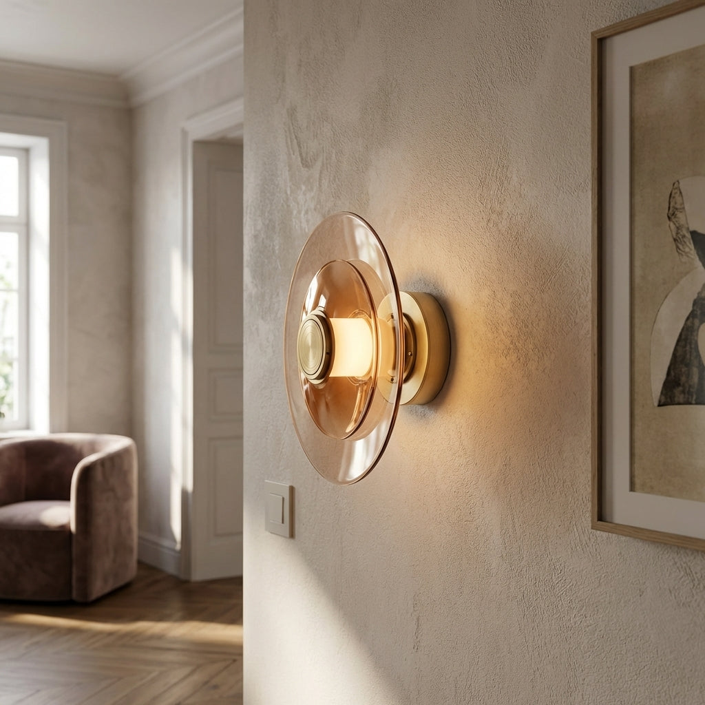 AURO Ljus | Warm Glass Disc Wall Lamp