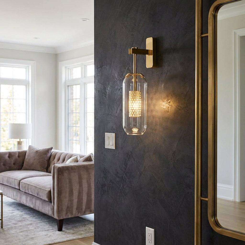 AURO Kira | Tall Glass Cylinder Wall Sconce