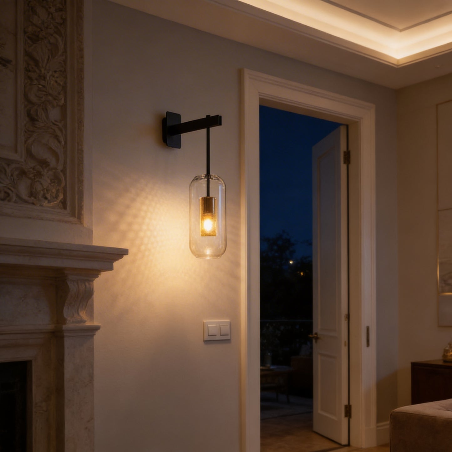 AURO Kira | Tall Glass Cylinder Wall Sconce