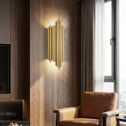 AURO Stav | Tall Gold Columnar Wall Lamp