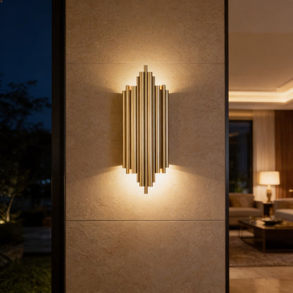 AURO Stav | Tall Gold Columnar Wall Lamp