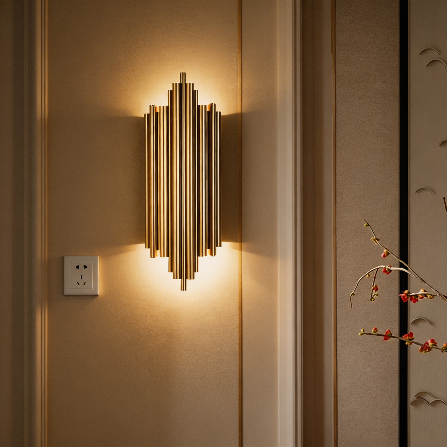AURO Stav | Tall Gold Columnar Wall Lamp
