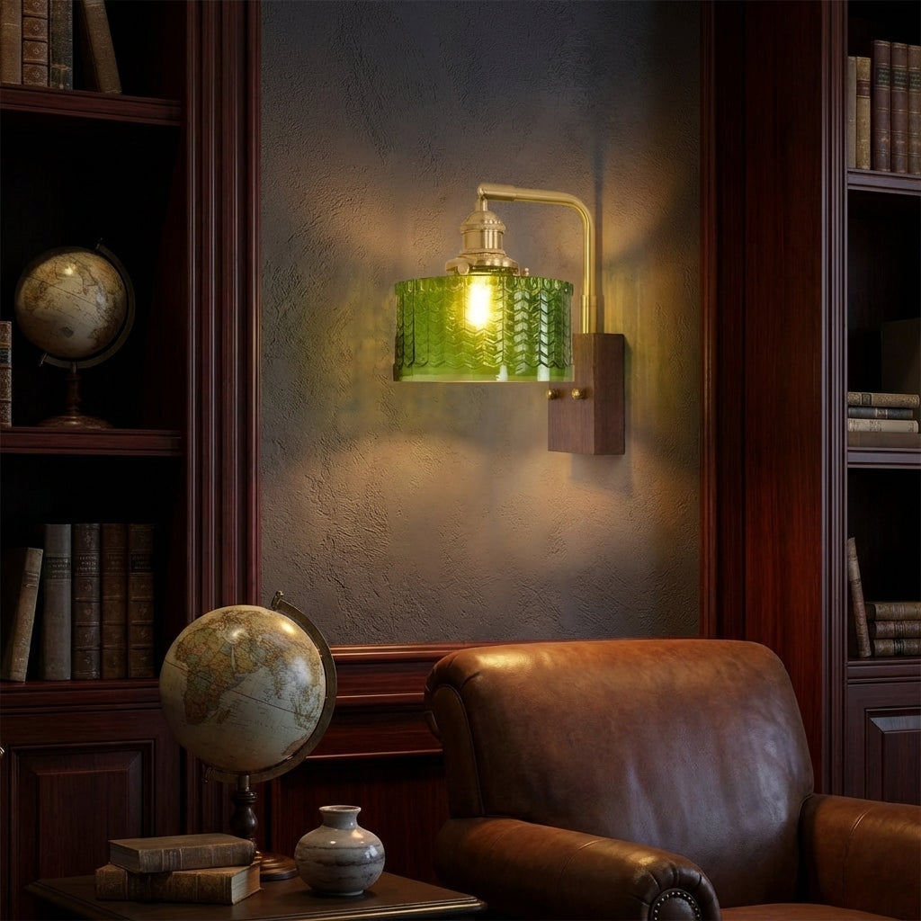 AURO Vedur | Warm Walnut Wood & Glass Wall Lamp