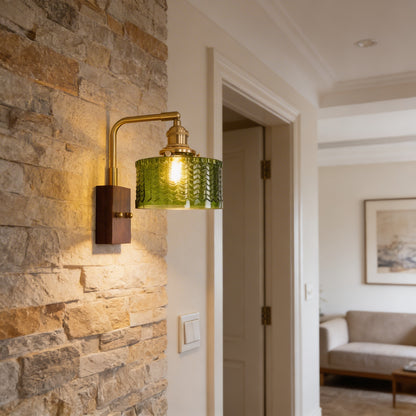 AURO Vedur | Warm Walnut Wood & Glass Wall Lamp