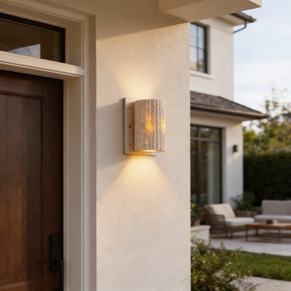 AURO Kiro | Natural Travertine Cylinder Wall Lamp