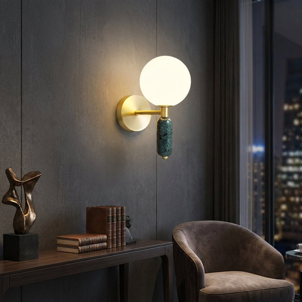 AURO Kuule | Copper & Marble Globe Wall Sconce