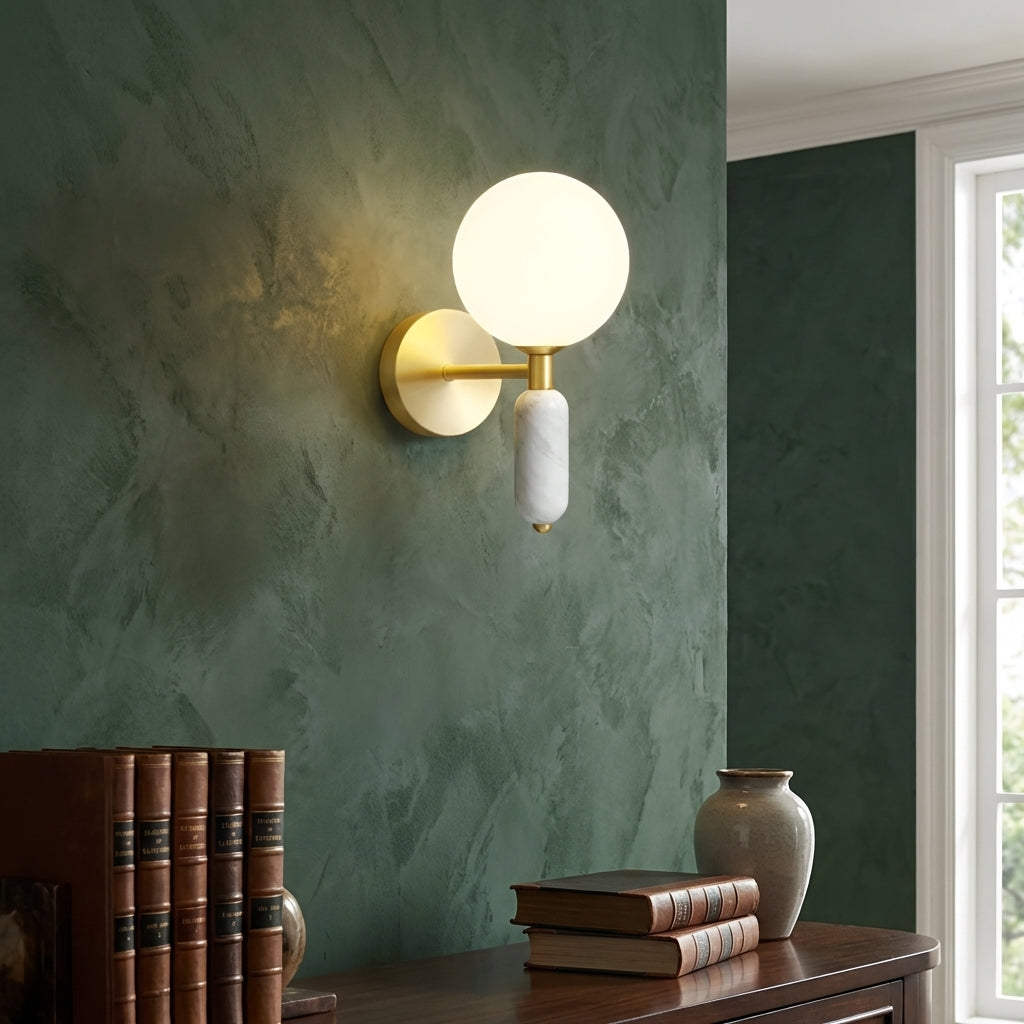 AURO Kuule | Copper & Marble Globe Wall Sconce