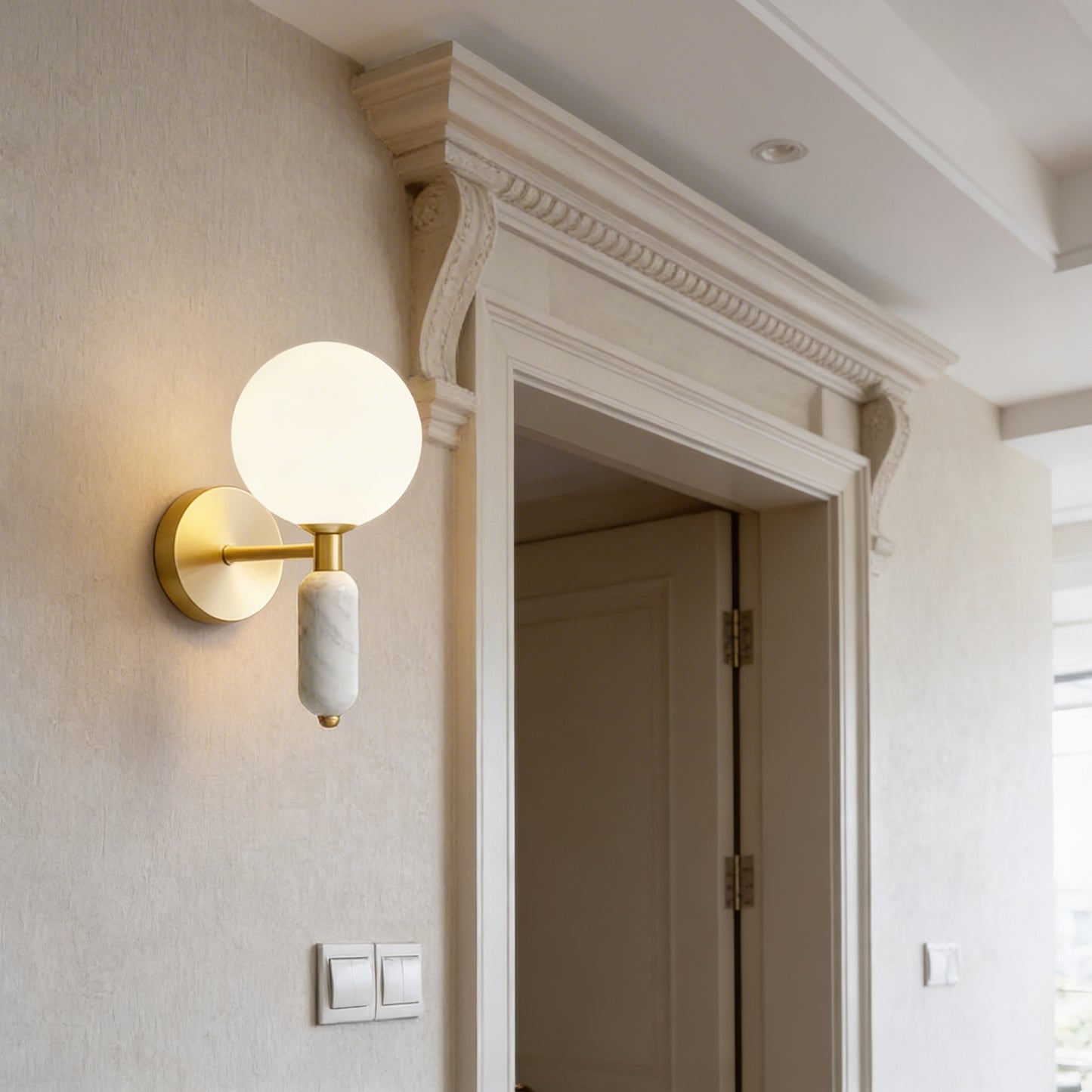 AURO Kuule | Copper & Marble Globe Wall Sconce