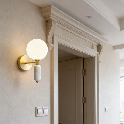 AURO Kuule | Copper & Marble Globe Wall Sconce