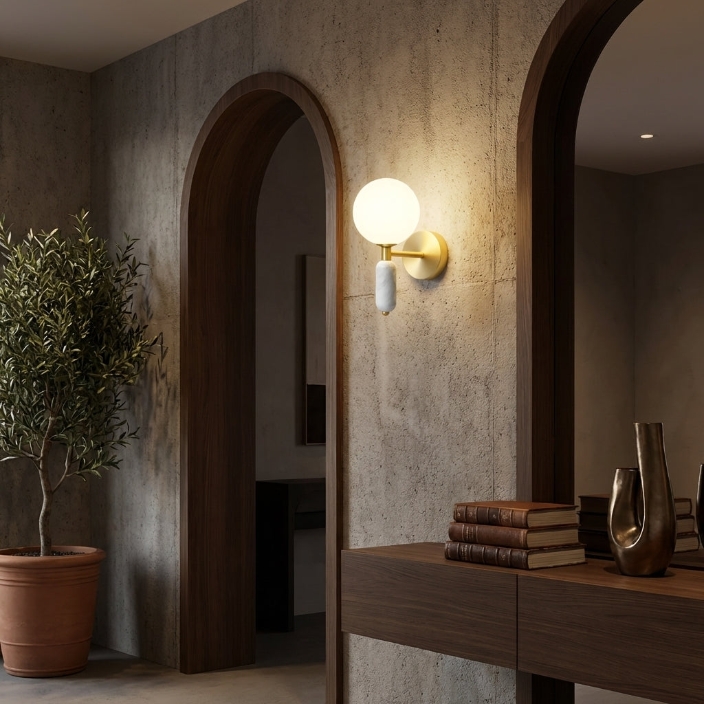 AURO Kuule | Copper & Marble Globe Wall Sconce