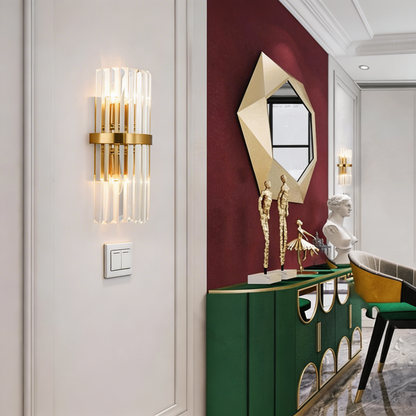 AURO Klar | Crystal Column Gold Wall Sconce