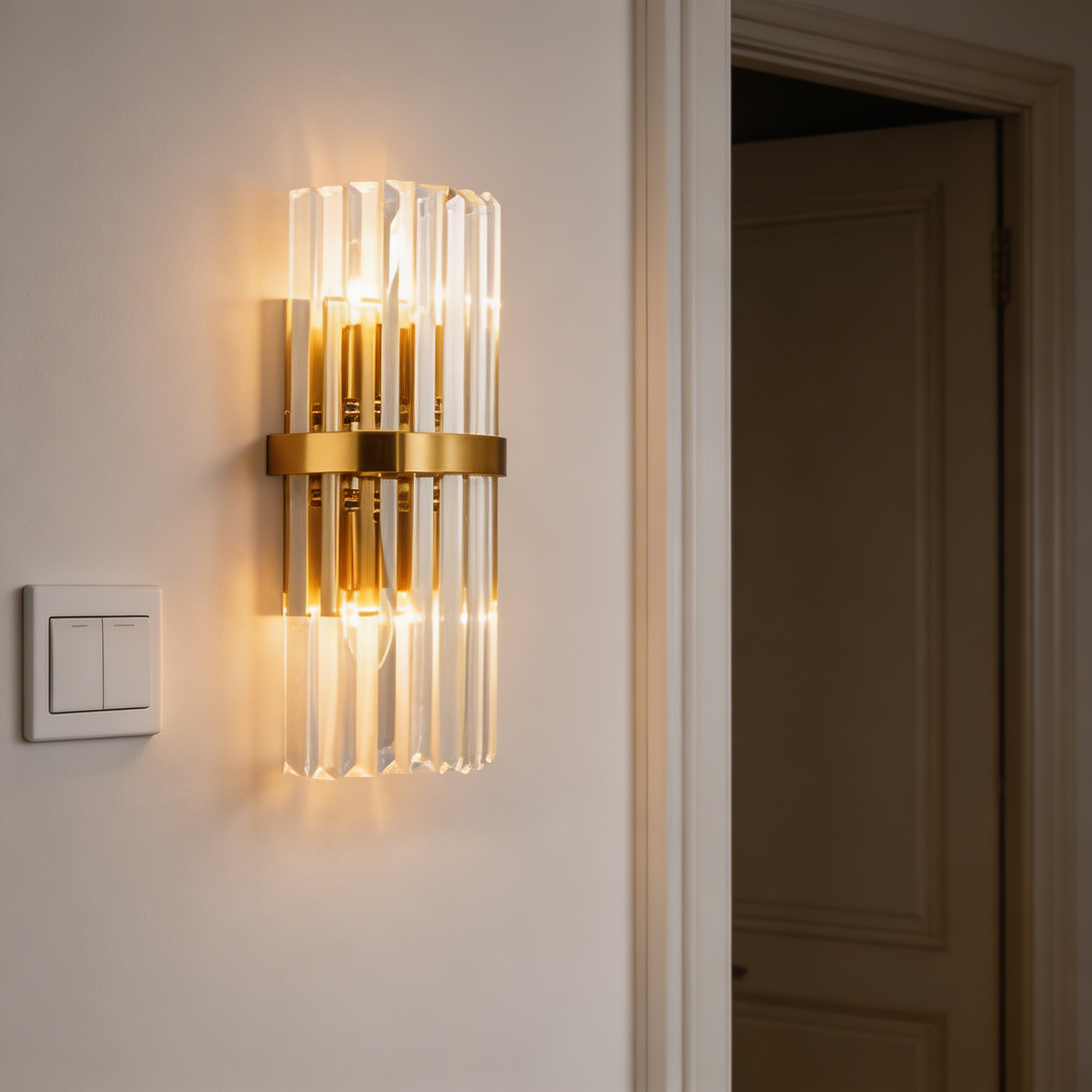 AURO Klar | Crystal Column Gold Wall Sconce
