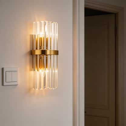 AURO Klar | Crystal Column Gold Wall Sconce