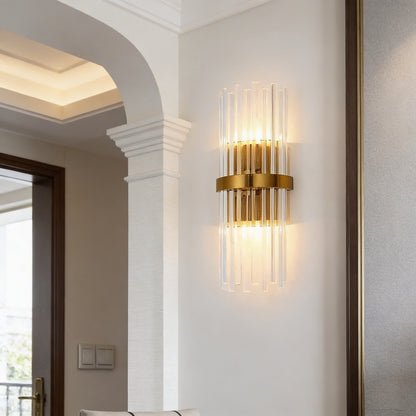 AURO Klar | Crystal Column Gold Wall Sconce