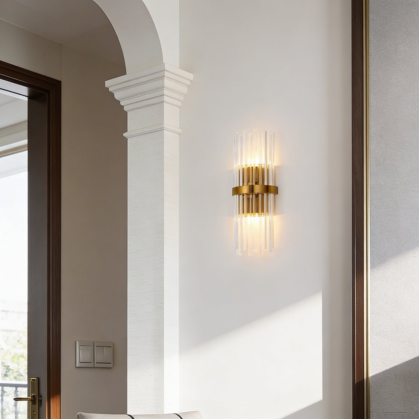 AURO Klar | Crystal Column Gold Wall Sconce