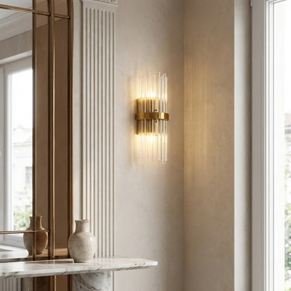 AURO Klar | Crystal Column Gold Wall Sconce