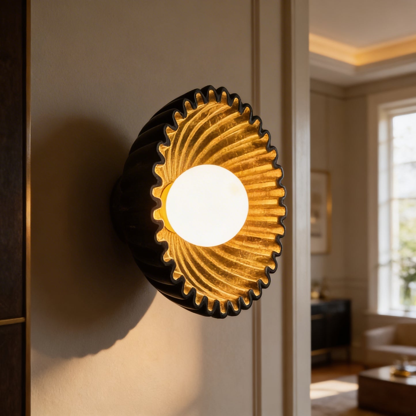 AURO Skål | Sculptural Marble Sunburst Wall Lamp