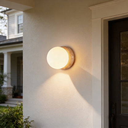 AURO Luna | Natural Travertine Crescent Moon Wall Lamp