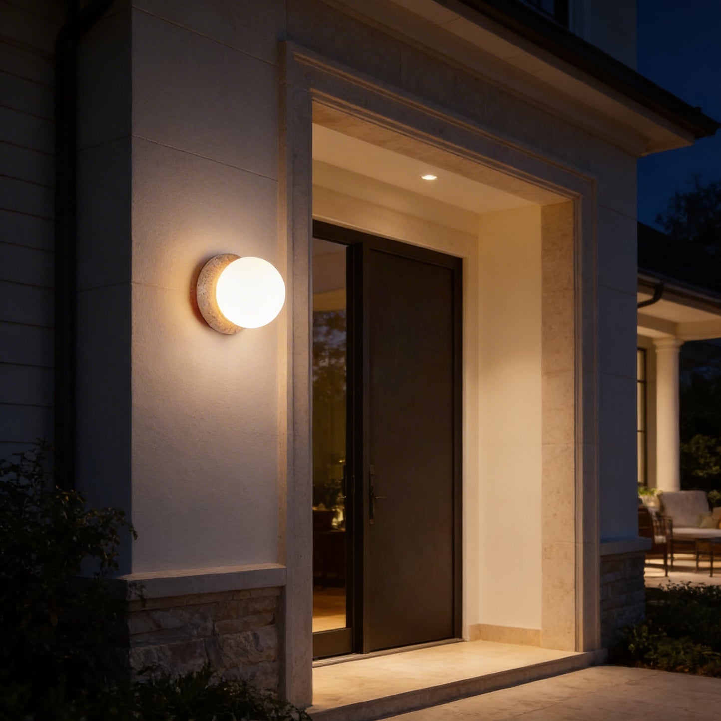 AURO Luna | Natural Travertine Crescent Moon Wall Lamp