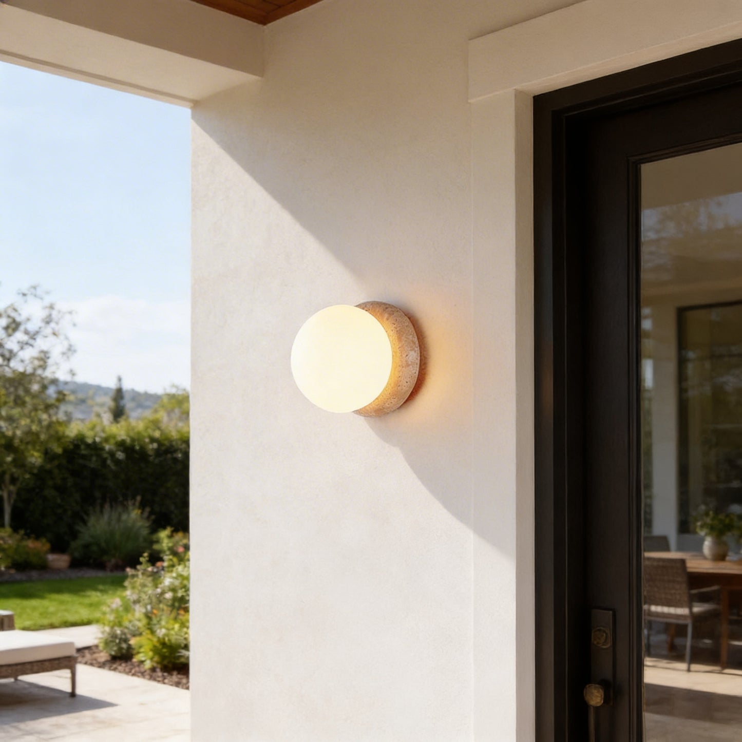 AURO Luna | Natural Travertine Crescent Moon Wall Lamp