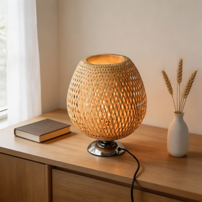 AURO Vaeler | Handwoven Bamboo Rattan Table Lamp
