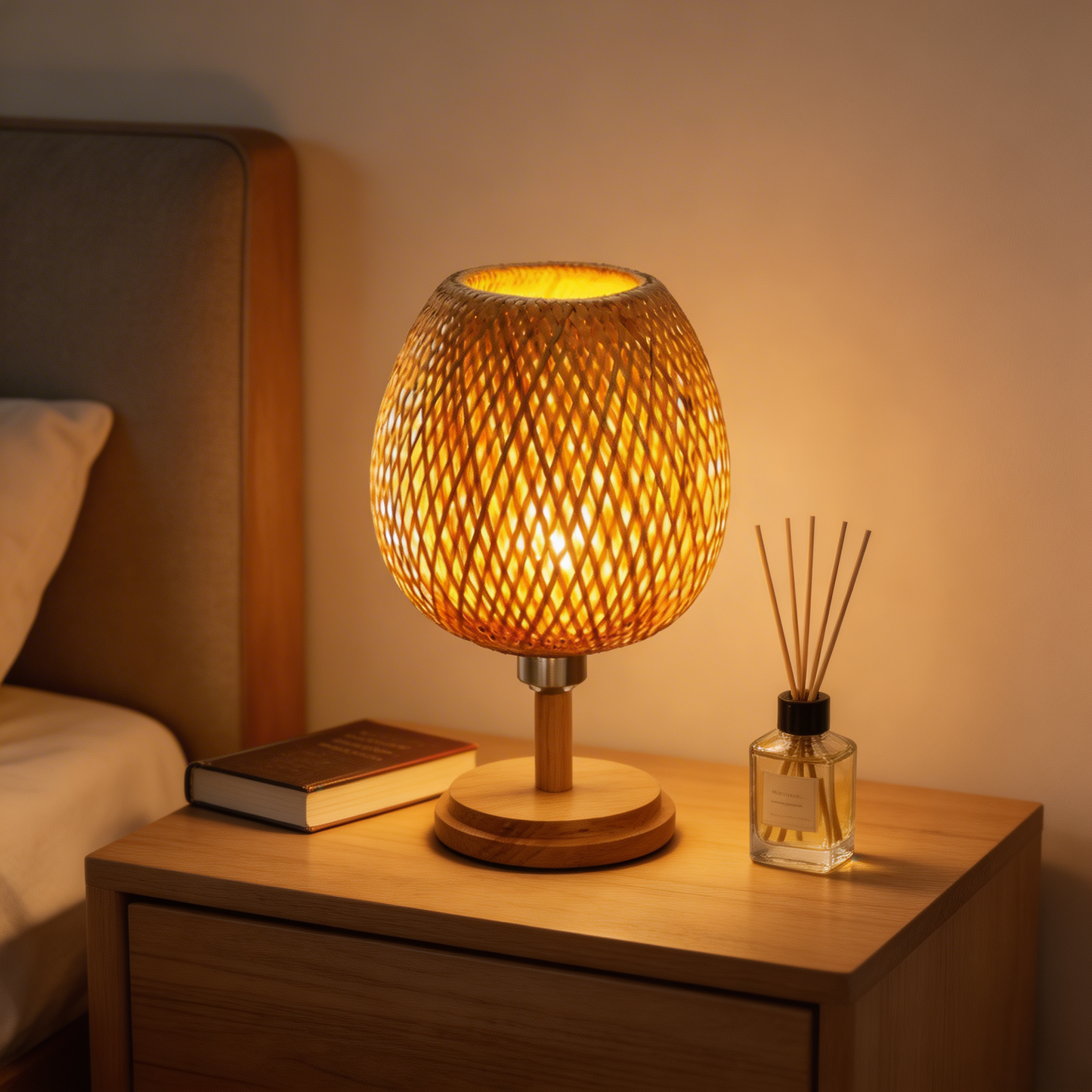 AURO Vaeler | Handwoven Bamboo Rattan Table Lamp