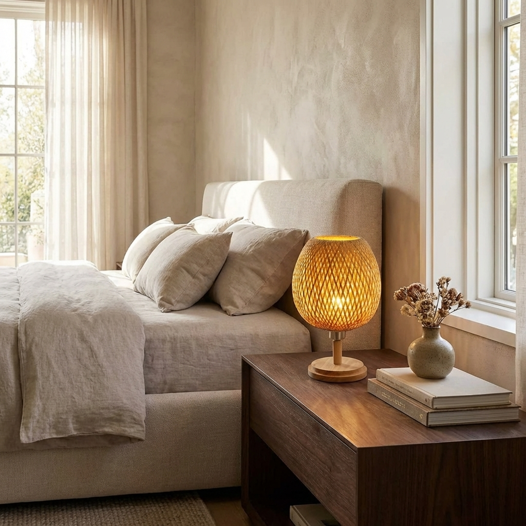 AURO Vaeler | Handwoven Bamboo Rattan Table Lamp