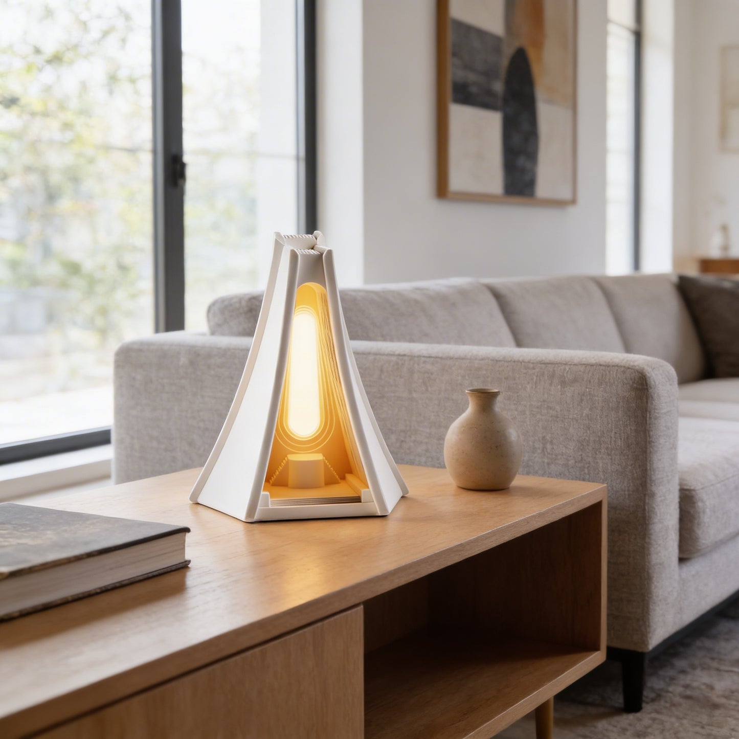 AURO Torv | Sculptural Cement Prism Table Lamp
