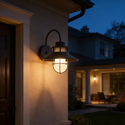 AURO Brak | Industrial Cage Outdoor Wall Light