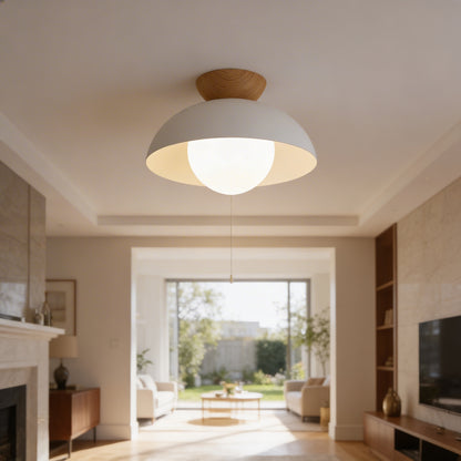AURO Kupoli | Iron Dome & Wood Ceiling Light